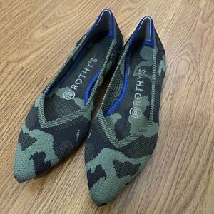 Rothy's The Point Olive Camo Womens Green Flats Pointed Toe Shoes 6.5
